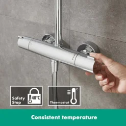 Hansgrohe Crometta S Showerpipe 240 1 Jet With Thermostatic Bath Mixer 11 Hansgrohe Crometta S Showerpipe 240 1 Jet With Thermostatic Bath Mixer -Shower Room Shop 27267000 d3n