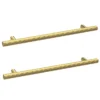 2 X Arezzo Industrial Style Knurled 'T' Bar Brushed Brass Handles (192mm Centres) -Shower Room Shop 2xaz32l