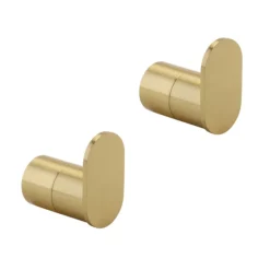 2 X Arezzo Brushed Brass Robe Hooks