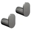 2 X Arezzo Gunmetal Grey Robe/Towel Hooks -Shower Room Shop 2xazgmrhk d1