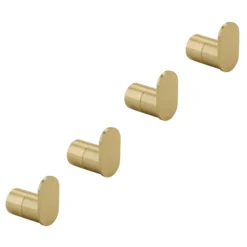 4 X Arezzo Brushed Brass Robe Hooks