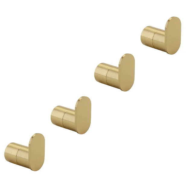 4 X Arezzo Brushed Brass Robe Hooks 3 4 X Arezzo Brushed Brass Robe Hooks