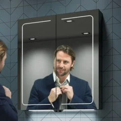 HIB Vapor 50 LED Illuminated Aluminium Mirror Cabinet