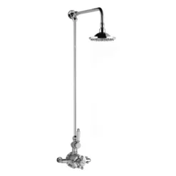 Hudson Reed Traditional Twin Valve With Rigid Riser Kit & Shower Rose - Chrome -Shower Room Shop a3099a3600 d1