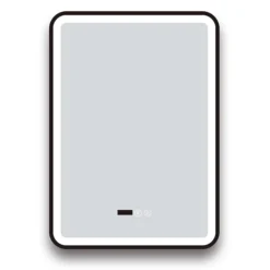 Arezzo Matt Black 500 X 700mm Rectangular LED Illuminated Anti-Fog Bathroom Mirror With Time Display -Shower Room Shop arzim01mb d3