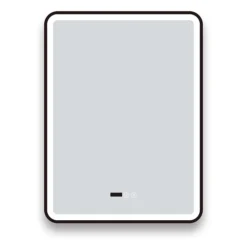 Arezzo Matt Black 600 X 800mm Rectangular LED Illuminated Anti-Fog Bathroom Mirror With Time Display -Shower Room Shop arzim02mb d3