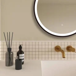 Arezzo Matt Black 600mm Round LED Illuminated Anti-Fog Bathroom Mirror 9 Arezzo Matt Black 600mm Round LED Illuminated Anti-Fog Bathroom Mirror -Shower Room Shop arzim08mb d2