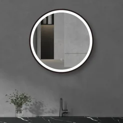 Arezzo Matt Black 600mm Round LED Illuminated Anti-Fog Bathroom Mirror 7 Arezzo Matt Black 600mm Round LED Illuminated Anti-Fog Bathroom Mirror -Shower Room Shop arzim08mb l