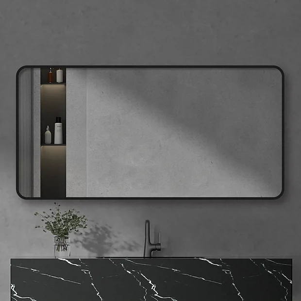 Arezzo Matt Black Framed Bathroom Mirror - 1400 X 700mm 4 Arezzo Matt Black Framed Bathroom Mirror - 1400 X 700mm - Image 2