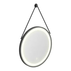 Arezzo Matt Black 600mm Round LED Illuminated Anti-Fog Bathroom Mirror -Shower Room Shop az47mb n d1