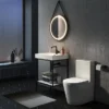 Arezzo Matt Black 600mm Round LED Illuminated Anti-Fog Bathroom Mirror -Shower Room Shop az47mb n d3
