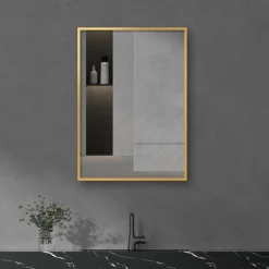 Arezzo Brushed Brass Square Edge 700 X 500 Mirror
