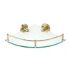 Arezzo Brushed Brass Glass Corner Shelf -Shower Room Shop az8117bb lrg
