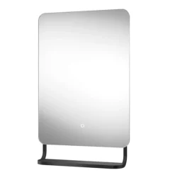 Arezzo Matt Black 800 X 500mm Backlit LED Bathroom Mirror With Hanging Shelf & Anti-Fog -Shower Room Shop az9003mb l