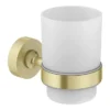 Arezzo Frosted Glass Tumbler + Brushed Brass Holder 1 Arezzo Frosted Glass Tumbler + Brushed Brass Holder -Shower Room Shop azbb321 d2