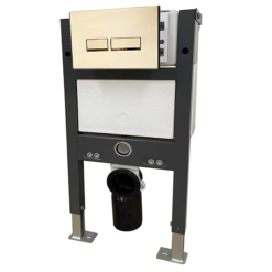 Arezzo Compact Top/Front Flush Toilet Frame With Brushed Brass Flush - Square Buttons -Shower Room Shop azcfsbb lrg01