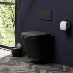 Arezzo Compact Top/Front Flush Toilet Frame With Matt Black Flush - Square Buttons -Shower Room Shop azcfsmbd1