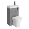 Arezzo Matt Grey Combined 2-In-1 Wash Basin & Toilet (500mm Wide X 300mm) Incl. Black Flush -Shower Room Shop azcombwcg d7