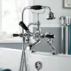 Hudson Reed Topaz Black Lever Deck Mounted Bath Shower Mixer Tap + Shower Kit -Shower Room Shop bc404dldm d1
