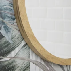 EcoDelux 800mm Bamboo Frame Round Mirror -Shower Room Shop bmb60mir d2