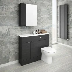 Brooklyn 600mm Bathroom Mirror & Fascia Cabinet - Black 7 Brooklyn 600mm Bathroom Mirror & Fascia Cabinet - Black -Shower Room Shop brooklynbathroommirrorfasciacabinetblack600mmd1