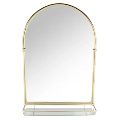 Chatsworth Traditional 700 X 490mm Arched Mirror With Glass Shelf - Brushed Brass -Shower Room Shop chtbbms d3
