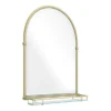 Chatsworth Traditional 700 X 490mm Arched Mirror With Glass Shelf - Brushed Brass -Shower Room Shop chtbbms d4