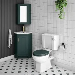 Chatsworth Corner Mirror Cabinet Green -Shower Room Shop cnrmcabgrn d2