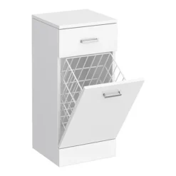 Cove 350x330mm White Laundry Basket -Shower Room Shop cove350x330mmlaundrybasketnl