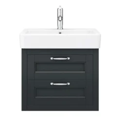 Chatsworth Traditional Graphite 560mm 2 Drawer Wall Hung Vanity -Shower Room Shop cwh560blk2dd4