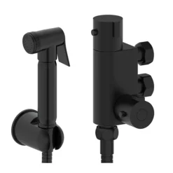 Arezzo Round Douche Thermostatic Bar Valve With Shower Spray Kit Matt Black -Shower Room Shop dbvskmb l