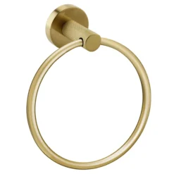 Arezzo Industrial Style Brushed Brass Round Towel Ring -Shower Room Shop isbbtr d2