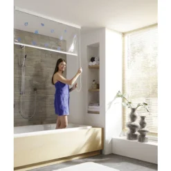 Kleine Wolke - Vinyl White Stripe Shower Roller Blind W1340 X H2400mm (Parts A+B) -Shower Room Shop kleinewolkevinylmilkyshowerrollerblindd1