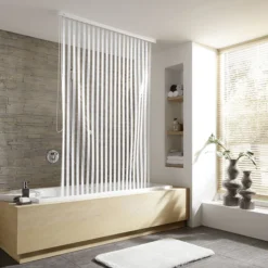 Kleine Wolke - Vinyl White Stripe Shower Roller Blind W1340 X H2400mm (Parts A+B) -Shower Room Shop kleinewolkevinylwhitestripeshowerrollerblindw1340xh2400mml