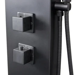 Milan Shower Tower Panel - Matt Black (Thermostatic) -Shower Room Shop mb3bsp d4