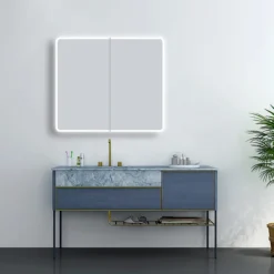 Toreno 700 X 800mm LED Illuminated 2-Door Mirror Cabinet With Motion Sensor, Shaving Socket & Anti-Fog -Shower Room Shop mir402 d3