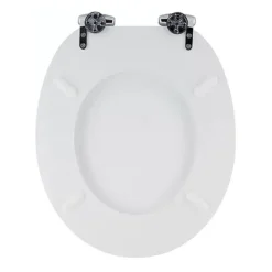 Toreno High Gloss White MDF Bottom Fixing Soft Close Toilet Seat With Chrome Hinges -Shower Room Shop msc020 detail2