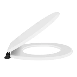 Toreno High Gloss White MDF Bottom Fixing Toilet Seat Matt Black Hinges -Shower Room Shop msc020nmb d1