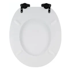 Toreno High Gloss White MDF Bottom Fixing Toilet Seat Matt Black Hinges -Shower Room Shop msc020nmb d2