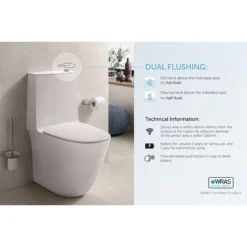RAK Sensation Touchless Flush Rimless BTW Close Coupled Toilet + Soft-Close Seat
