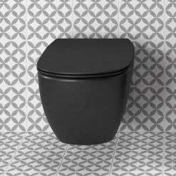 Ideal Standard Tesi Silk Black AquaBlade Wall Hung WC + Soft Close Seat -Shower Room Shop tessbwhsc d2