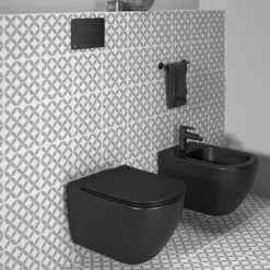 Ideal Standard Tesi Silk Black AquaBlade Wall Hung WC + Soft Close Seat -Shower Room Shop tessbwhsc d3