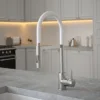 The Tap Factory Vibrance Tube Brushed Nickel Kitchen Tap With Spray Function -Shower Room Shop tfvtsnkwhite l