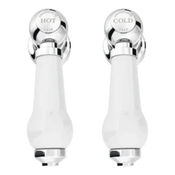 Chatsworth 1928 Traditional White Lever Bath Shower Mixer Tap With Shower Kit