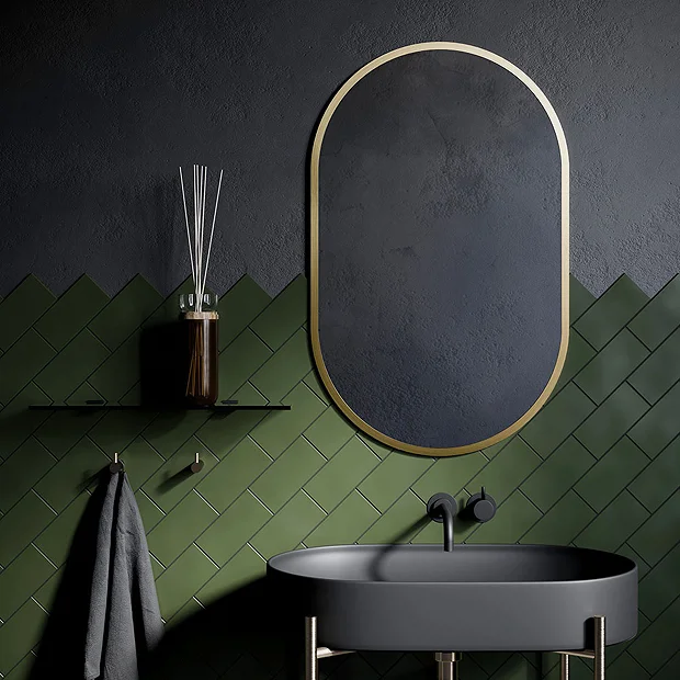 Arezzo Brushed Brass 500 X 800mm Capsule Mirror 5 Arezzo Brushed Brass 500 X 800mm Capsule Mirror - Image 3