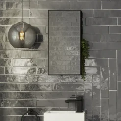 Venice Black 300 X 600mm Mirror With Open Shelves -Shower Room Shop venmir3060 d3