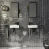 Venice Black 300 X 600mm Mirror With Open Shelves