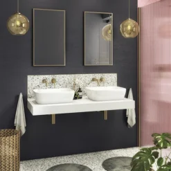 Venice Brushed Brass 400 X 700mm Rectangular Mirror -Shower Room Shop venr4070bra d3