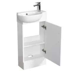 Valencia Perla Floor Standing Vanity Incl. Matt Black Handle (Gloss White - 450mm Wide) -Shower Room Shop vpfsgw45 d2