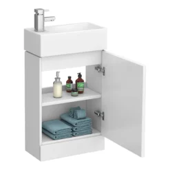 Cubix High Gloss White Vanity Unit Inc Ceramic Basin W480 X D230mm -Shower Room Shop vty058 d4